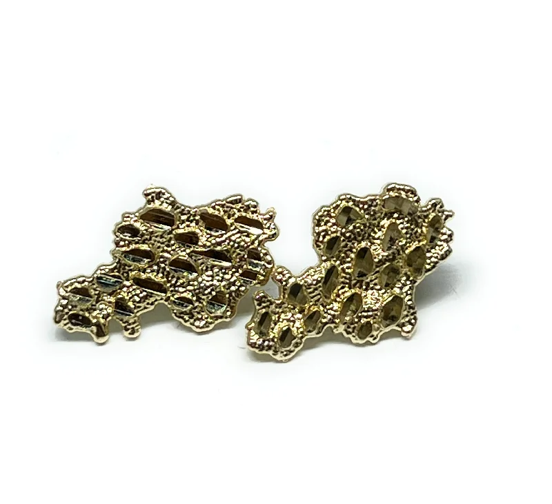 10k Solid Gold Yellow AFRICA SHAPED Nugget Cluster Stud Earrings