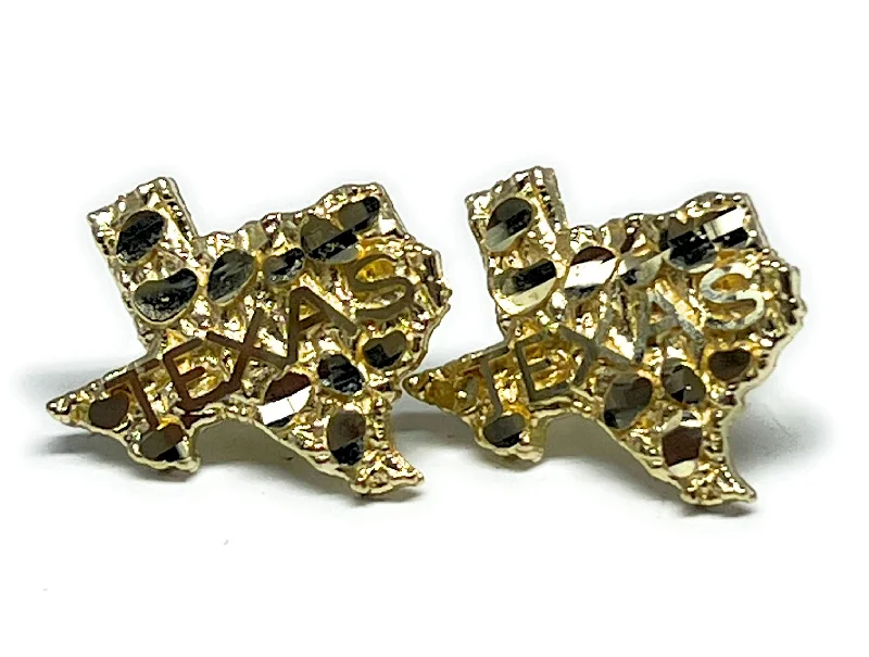 10k Solid Gold Yellow TEXAS Nugget Stud Earrings