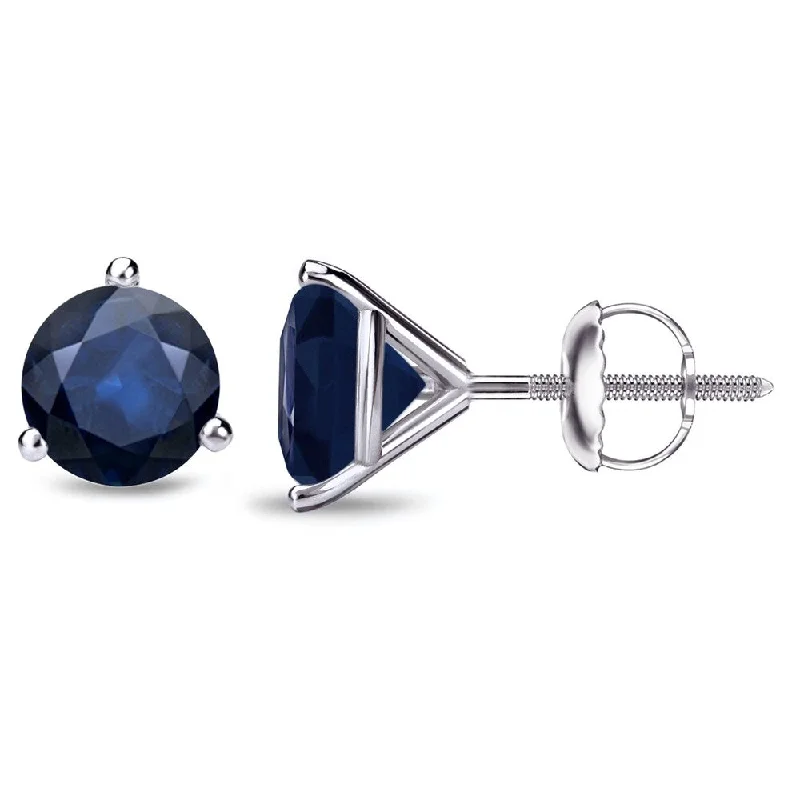 Auriya 14k Gold Round Sapphire Stud Earrings 1 1/2ctw Martini-set