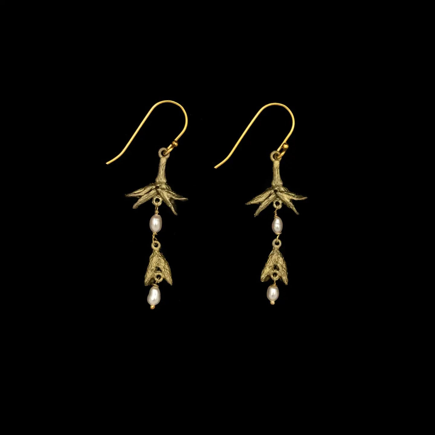 Burning Bush Pod Dangle Wire Earrings