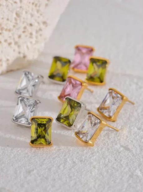 Square Crystal Studs