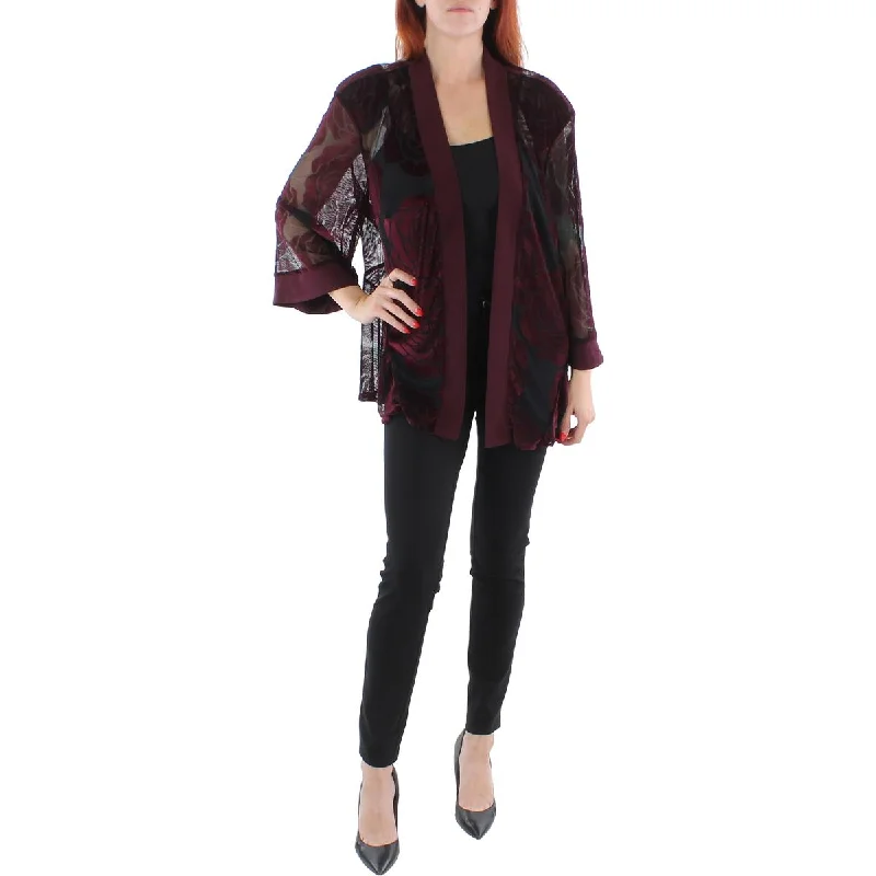 Plus Womens Mesh Velvet Duster Blazer