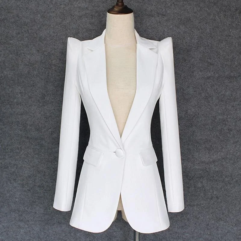 Women's Shrug Shoulder Single Button Blazer