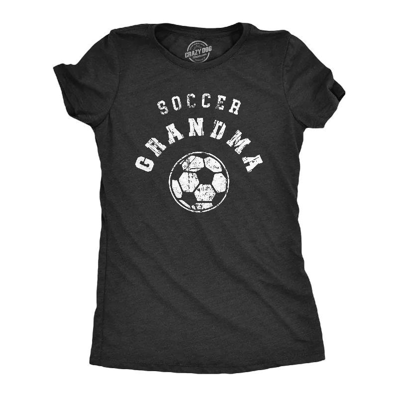 Womens Soccer Grandma T Shirt Funny Cool Granny Soccer Ball Graphic Tee For Ladies