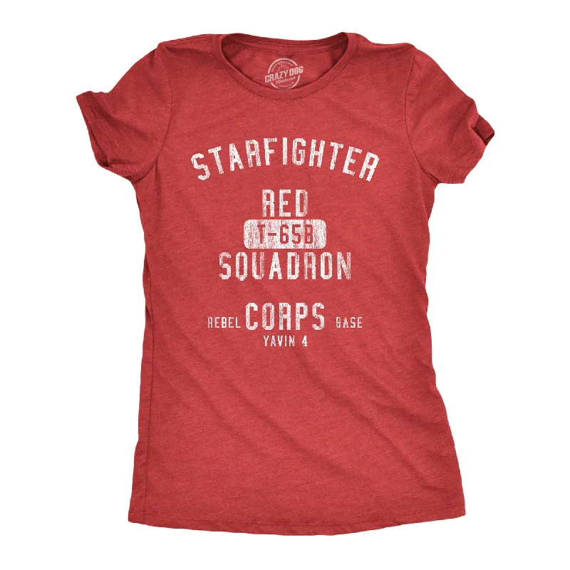 Womens Starfighter Red Squadron T Shirt Funny Vintage Graphic Nerdy Tee For Guys