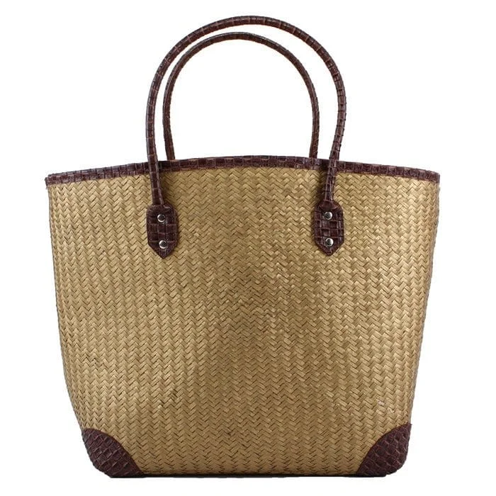 2391L Large Flat Woven Tote/Beach Bag