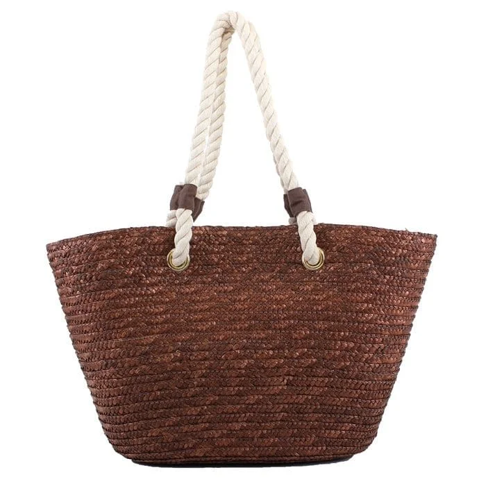 2454 Rope Handle Straw Shoulder Tote/Beach Bag