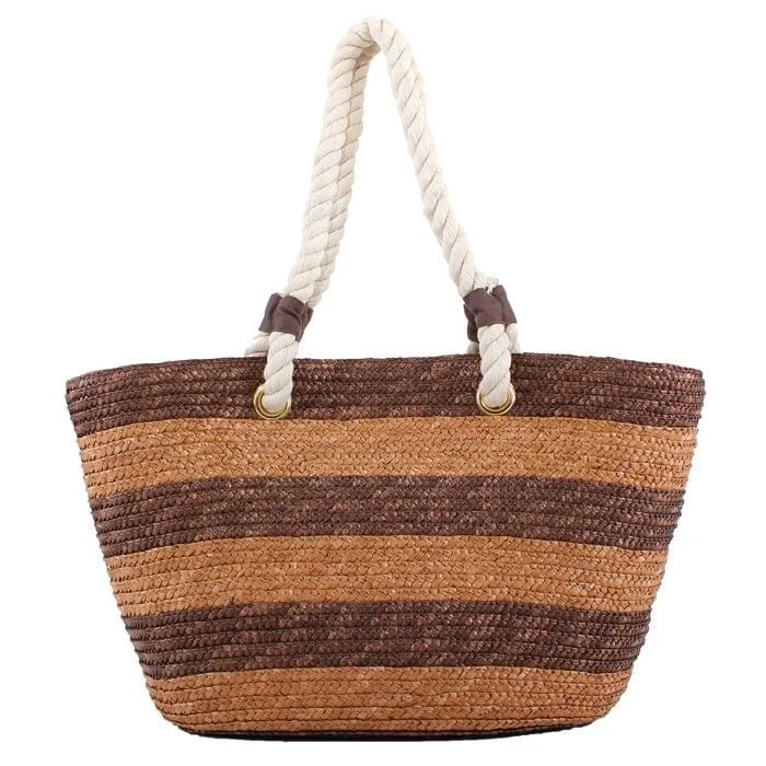 2455 Rope Handle Straw Shoulder Tote/Beach Bag