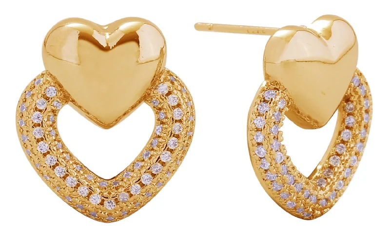 DJE311064 14K Double Heart Post Earrings