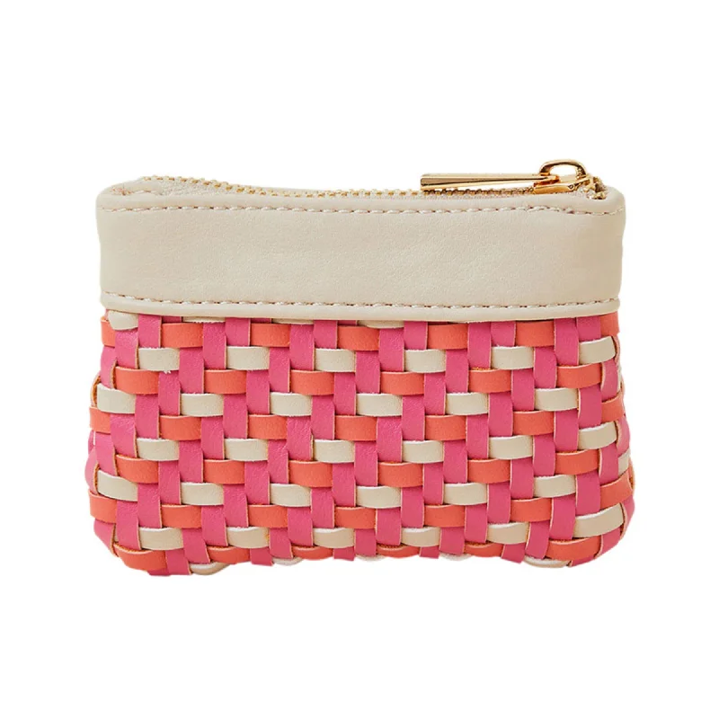 Accessorize London Women's Pink Weave Coin Purse