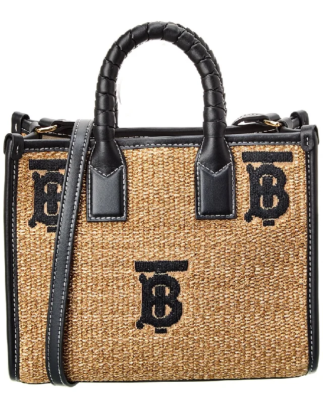 Burberry Freya Mini Leather-Trim Tote