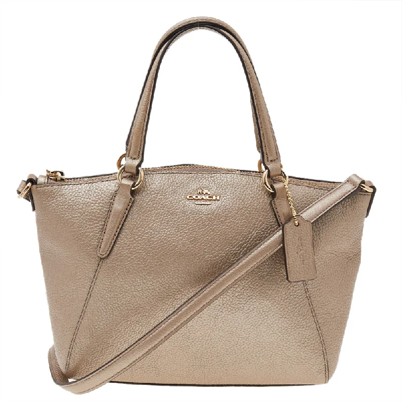 Coach Metallic Beige Leather Small Tote