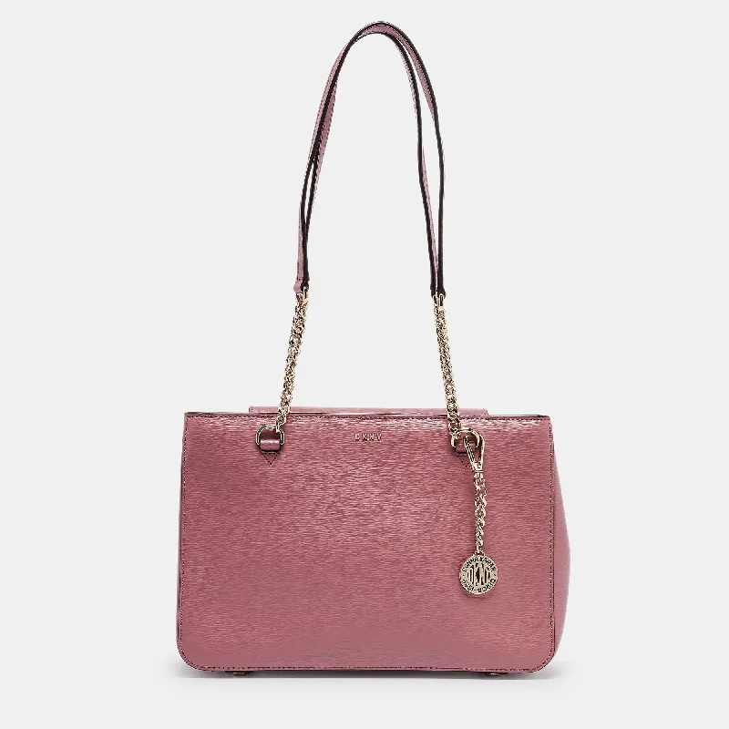 Dkny Pink Leather Bryant Park Chain Tote