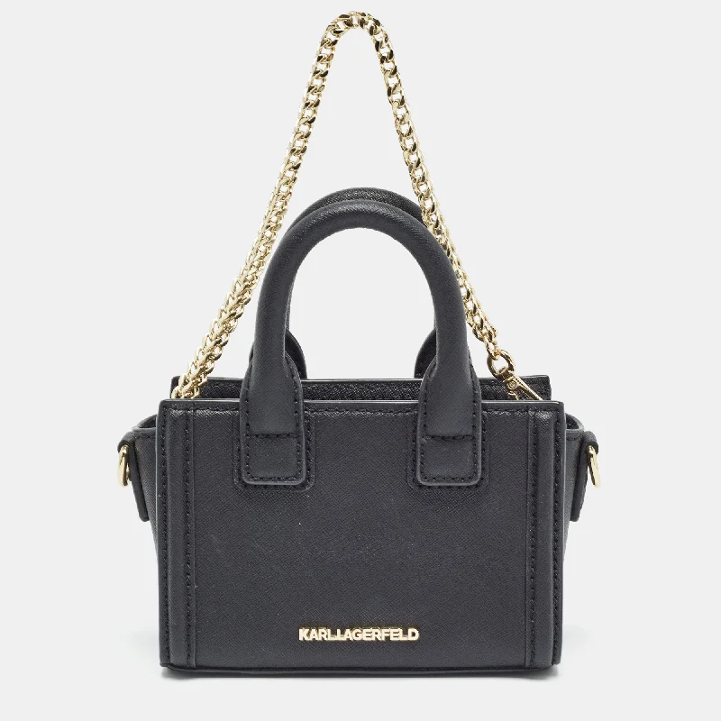 Karl Lagerfeld Black Saffiano Leather Micro K Klassik Tote