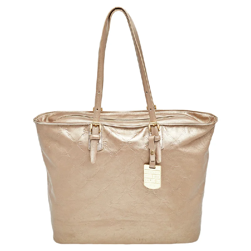 Longchamp Gold Leather Large Lm Cuir Shopping Tote