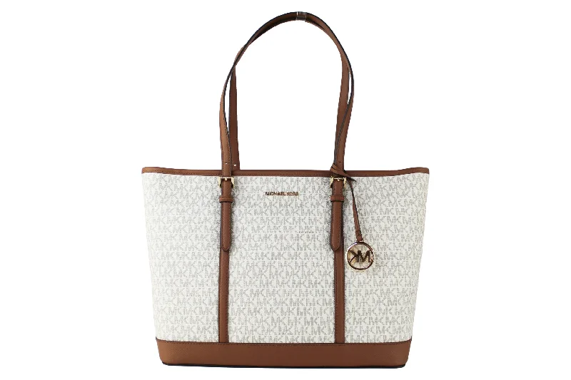 Michael Kors Michael Kors Jet Set Travel Large ivory Signature PVC TZ Shoulder Tote Women's Handbag