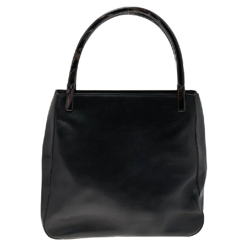 Prada  Leather Acrylic Handle Tote