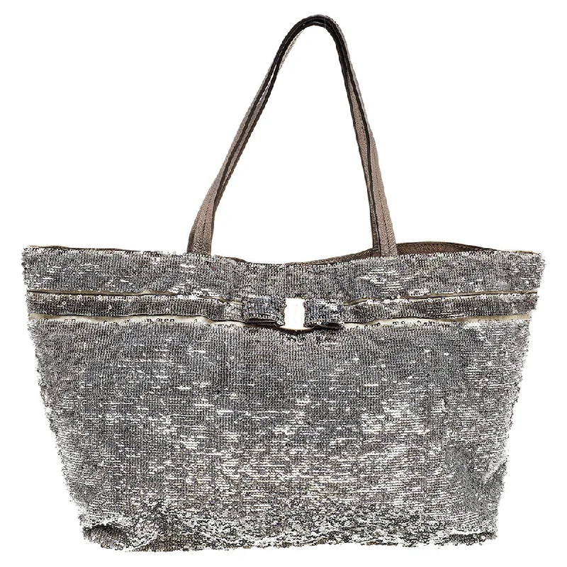 Salvatore Ferragamo Sequins And Nylon Tote