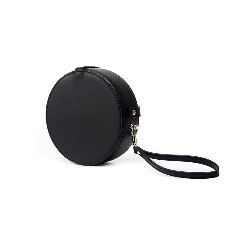 Womens Black Leather Crossbody Bags Circle Bag Shoulder Bag for Women