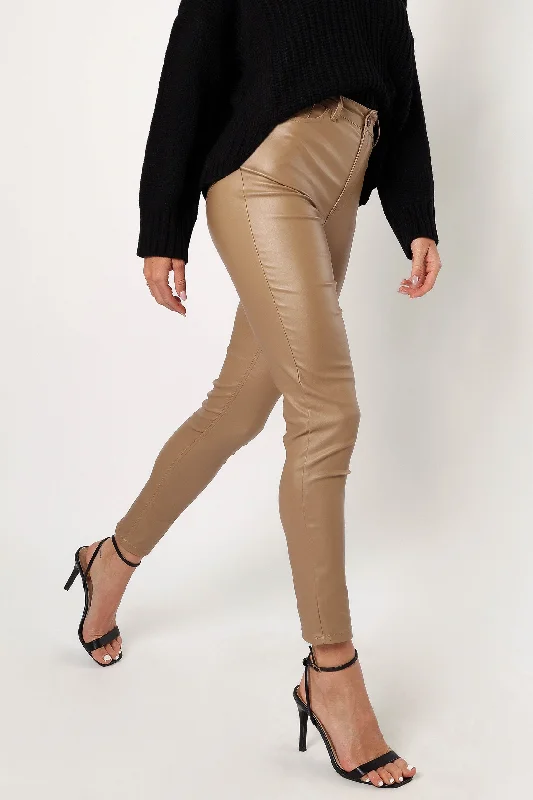 Sammie Vegan Leather Pants - Tan