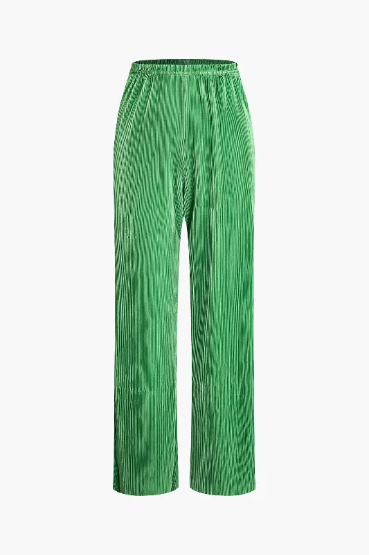 Solid Straight Leg Pants