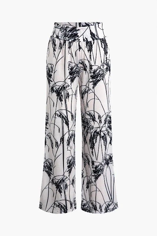 Sorghum Print Wide Leg Pants