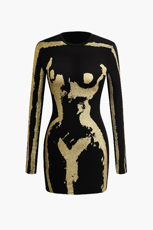 Gold Splatter Mini Dress