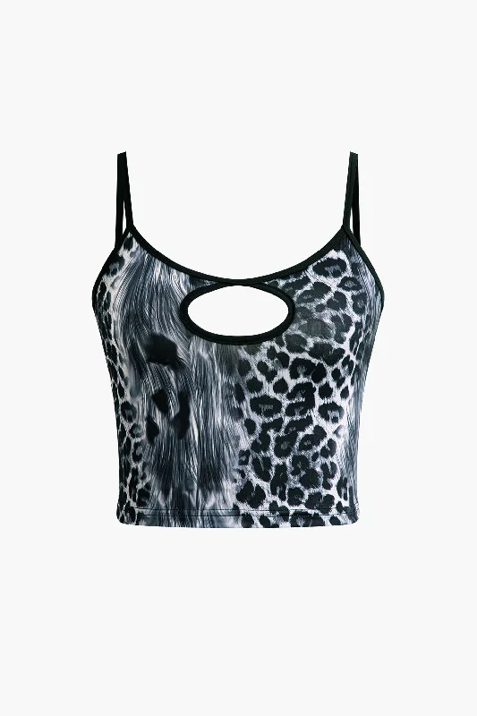 Abstract Print Cut Out Crop Cami Top