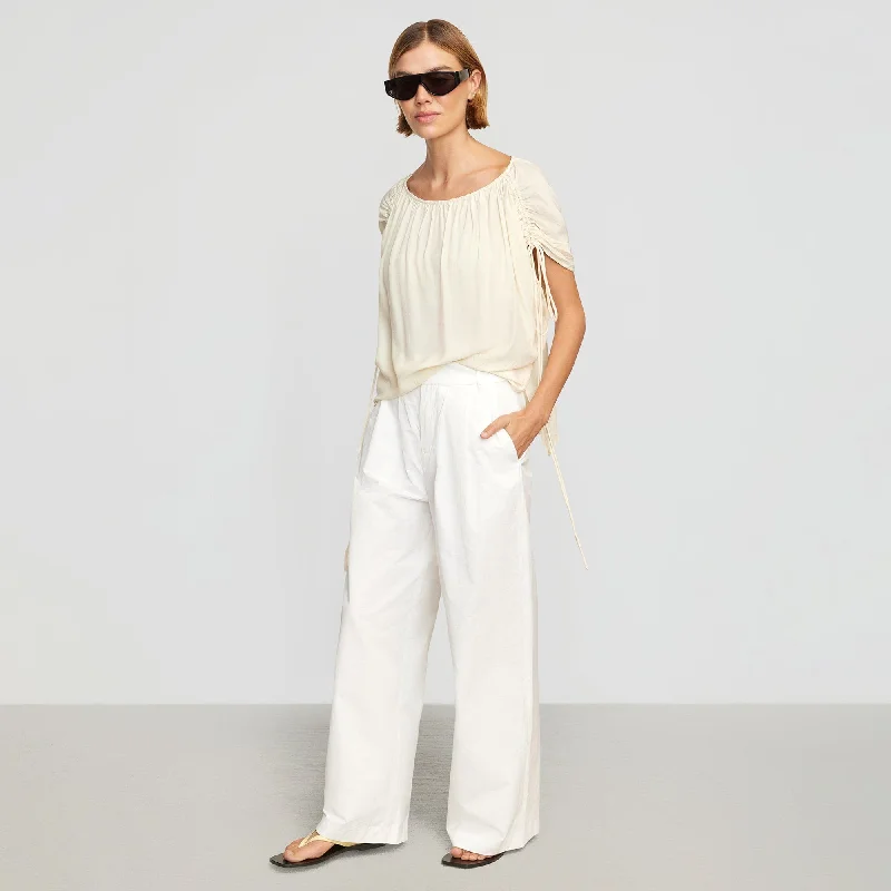 Blake Pleated Wide Leg Pant | White