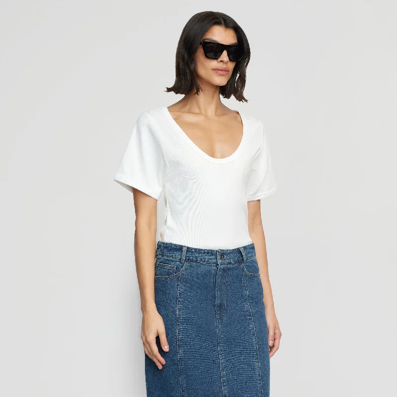 Renee Sculpted Scoop-Neck Tee | Cream