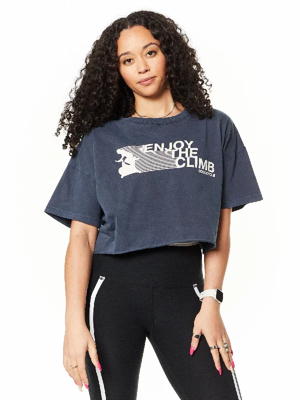 Emily Boyfriend Tee 'ENJOY THE CLIMB' | Navy