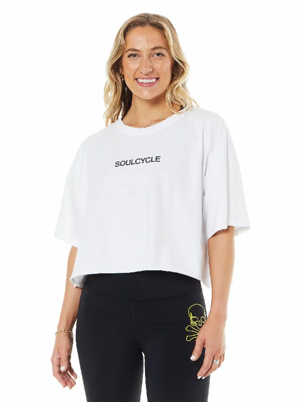 Emily Boyfriend Tee 'SOULCYCLE' | White