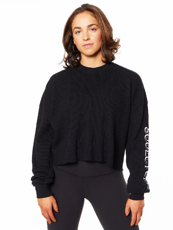 Julia Waffle Long Sleeve 'SOULCYCLE' | Black