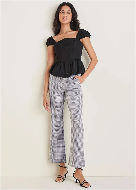 Houndstooth Kick Flare Pant - Black Combo